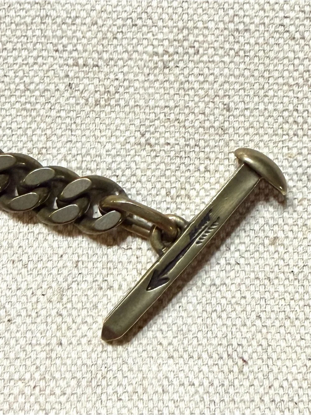 Giles & Brother Men's Railroad Spike Toggle Chain Bracelet in Antique Gold OS